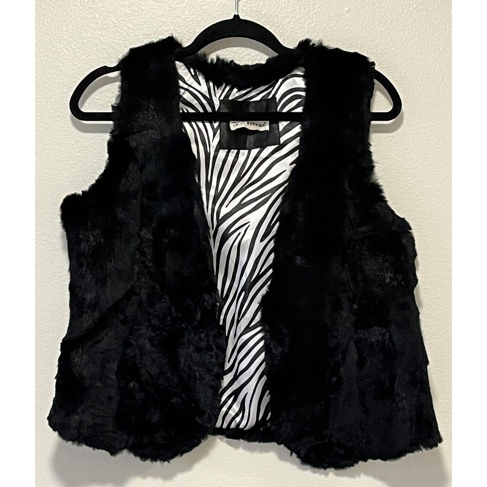 If It Were Me Black Rabbit Fur Vest Sz Large Mob Wife Grunge Goth Dark Romantic